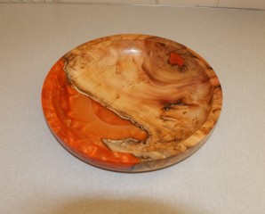 Yew dish with epoxy by Geoff Christie